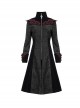 Gothic Style Gorgeous Weft Velvet Shoulders Exquisite Embroidery Pattern Decoration Metal Cross Zipper Pendant Black Long Sleeved Jacket