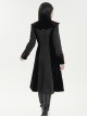 Gothic Style Gorgeous Weft Velvet Shoulders Exquisite Embroidery Pattern Decoration Metal Cross Zipper Pendant Black Long Sleeved Jacket