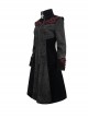 Gothic Style Gorgeous Weft Velvet Shoulders Exquisite Embroidery Pattern Decoration Metal Cross Zipper Pendant Black Long Sleeved Jacket