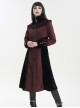 Gothic Style Gorgeous Weft Velvet Shoulders Exquisite Embroidery Pattern Decoration Metal Cross Zipper Pendant Red Long Sleeved Jacket