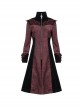 Gothic Style Gorgeous Weft Velvet Shoulders Exquisite Embroidery Pattern Decoration Metal Cross Zipper Pendant Red Long Sleeved Jacket