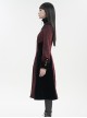 Gothic Style Gorgeous Weft Velvet Shoulders Exquisite Embroidery Pattern Decoration Metal Cross Zipper Pendant Red Long Sleeved Jacket