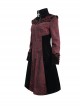 Gothic Style Gorgeous Weft Velvet Shoulders Exquisite Embroidery Pattern Decoration Metal Cross Zipper Pendant Red Long Sleeved Jacket