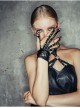Punk Style Exaggerated Skull Rivets With Metal Chain Decorated Black Leather Gloves