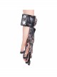 Punk Style Exaggerated Skull Rivets With Metal Chain Decorated Black Leather Gloves
