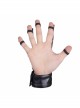 Punk Style Exaggerated Skull Rivets With Metal Chain Decoration Black Men's Leather Gloves