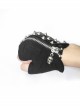 Punk Style Personalized Knitted Patchwork Leather Asymmetrical Back Of The Hand With Only This Rivet Decoration Black Fingerless Gloves