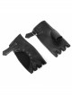 Punk Style Breathable Mesh Stitching Leather Metal Eyelets Black Washed Half Finger Gloves