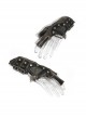 Punk Style Vintage Leather Hand Back Metal Zipper With Gear Rivet Decoration Brown Distressed Fingerless Gloves