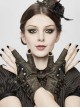 Punk Style Vintage Leather Hand Back Metal Zipper With Gear Rivet Decoration Brown Distressed Fingerless Gloves