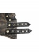 Punk Style Vintage Leather Hand Back Metal Zipper With Gear Rivet Decoration Brown Distressed Fingerless Gloves