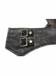 Punk Style Vintage Leather Hand Back Metal Zipper With Gear Rivet Decoration Brown Distressed Fingerless Gloves