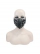 Punk Style Handsome Metal Eyelets Rivets Stitching Diamond Mesh Embroidery Silver And Black Leather Mask