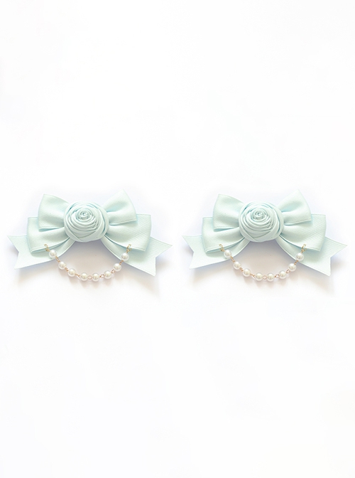 French-Style Elegant Versatile Retro Fabric Rose Pearl Chain Sweet Lolita Satin Bowknot Hairpin