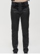 Gothic Style Glossy Pattern Fabric With False Waist Tie Design Black Men's Slim Pants