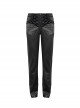 Gothic Style Glossy Pattern Fabric With False Waist Tie Design Black Men's Slim Pants