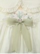 Flower Bell Lake Series Summer Green Pastoral Style Doll Collar Ruffle Lace Check Bowknot Kawaii Fashion Shirt Skirt Set