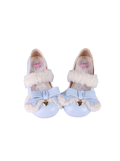 Sweetheart Bichon Series Velcro Plush Shoelaces Bowknot Sweet Low Heel Sweetheart Bichon Series Velcro Plush Shoelaces Bowknot Sweet Low Heel
