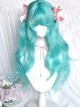 Super Sweet Mint Series Hatsune Miku Highly Saturated Shallots Green Cosplay Long Curly Hair Flat Bangs Sweet Lolita Wig