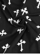 Punk Style Cross Print Knitted Front Center Metal Ring Stitching Leather Buckle Decoration Black And White Daily Skirt