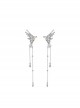 Sweet Cool Y2K Elegant Silver Metal Butterfly Tassel Elegant Punk Lolita Earrings Ear Bone Clip
