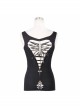 Punk Style Asymmetric Back Hollow Knit Side Metal Chain Black Sleeveless Daily Vest