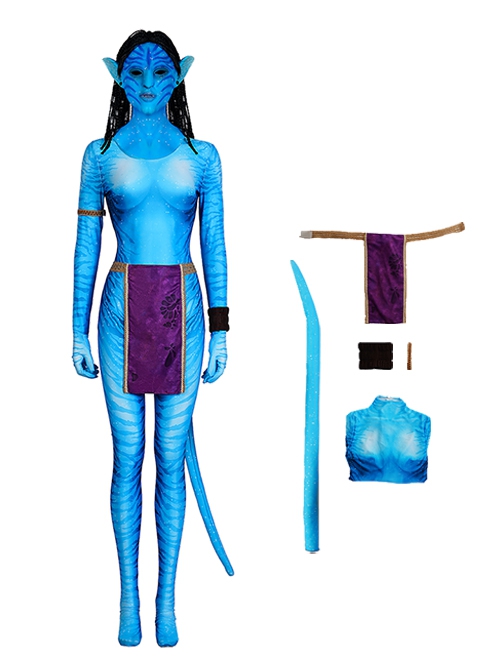 Movie Avatar Halloween Cosplay Neytiri Halloween Cosplay Costume Printing Bodysuit Set Without Headcover