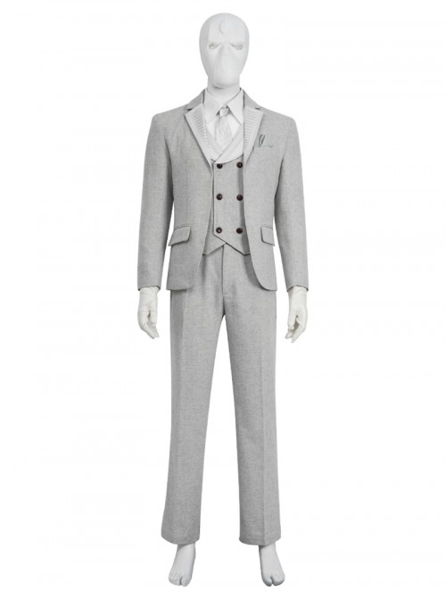 TV Drama Moon Knight Halloween Cosplay Marc Spector Mr. Knight Costume Gray Suit Costume Gray Suit Trousers