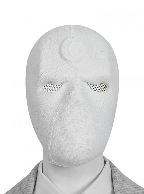 TV Drama Moon Knight Halloween Cosplay Marc Spector Mr. Knight Costume Gray Suit Accessories White Mask