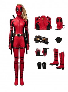 Deadpool & Wolverine Halloween Cosplay Female Deadpool Bodysuit High-End Version Costume Set Without Prop Swords Without Prop Guns