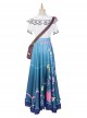 Encanto Halloween Cosplay Mirabel Cute Printing Blue Long Skirt Suit Costume Full Set