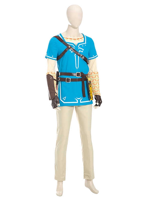 The Legend Of Zelda Halloween Cosplay Link Blue Champion's Tunic Suit Costume Set Without Shoes