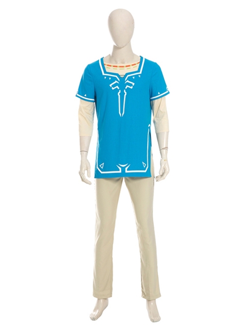 The Legend Of Zelda Halloween Cosplay Link Blue Champion's Tunic Suit Costume Set Without Shoes