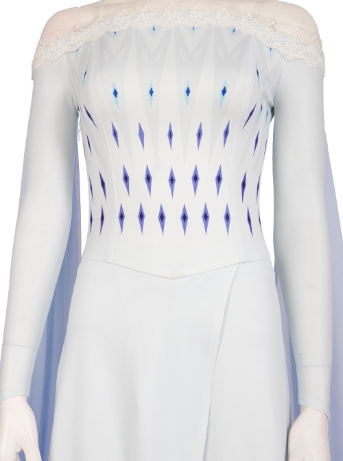 Frozen II Halloween Cosplay Elsa Same Off Shoulder Light Blue Purple Gradient Dress