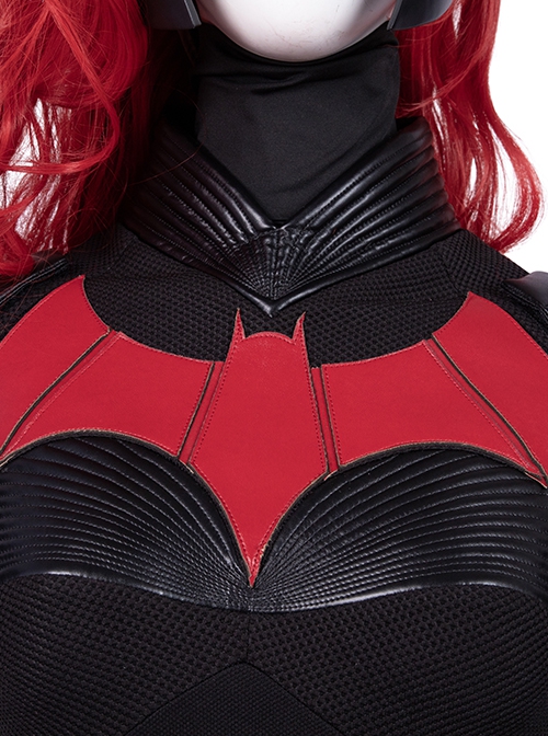 TV Drama Batwoman 2019 Halloween Cosplay Kate Kane Black Battle Suit Costume Black Bodysuit And Scarf