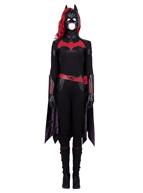 TV Drama Batwoman 2019 Halloween Cosplay Kate Kane Black Battle Suit Costume Black Bodysuit And Scarf