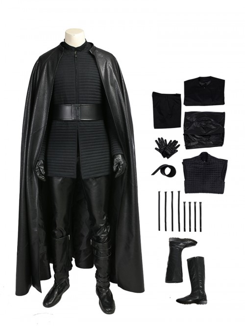 Star Wars The Last Jedi Halloween Cosplay Kylo Ren Costume Black Cloak Full Set
