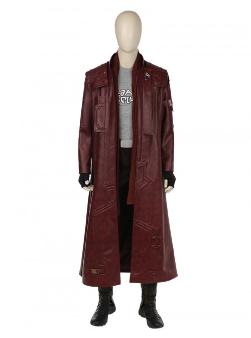 Guardians Of The Galaxy Vol 2 Halloween Cosplay Star-Lord Peter Jason Quill Red Long Windbreaker Suit Costume Brown Pants