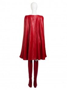 Supergirl Halloween Cosplay Kara Zor-El Costume Red Cloak