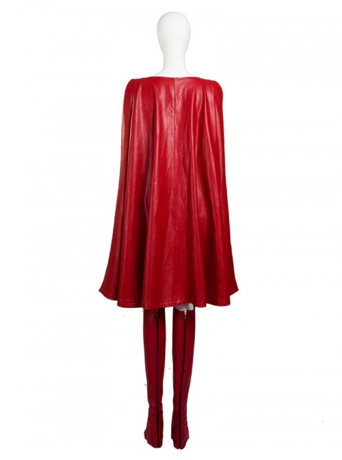 Supergirl Halloween Cosplay Kara Zor-El Costume Red Cloak