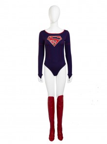Supergirl Halloween Cosplay Kara Zor-El Costume Navy Blue Bodysuit
