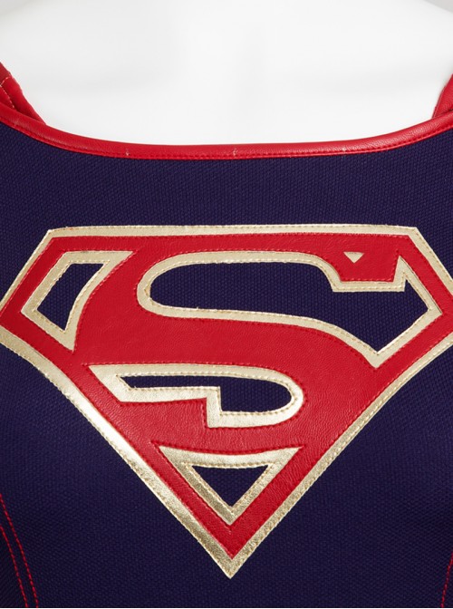 Supergirl Halloween Cosplay Kara Zor-El Costume Navy Blue Bodysuit