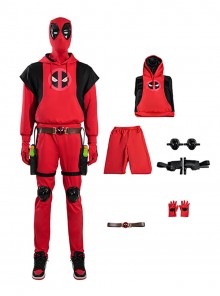 Movie Deadpool & Wolverine Halloween Cosplay Deadpool Aldult Hoodie Costume Set Without Helmet And Shoes And Pistol
