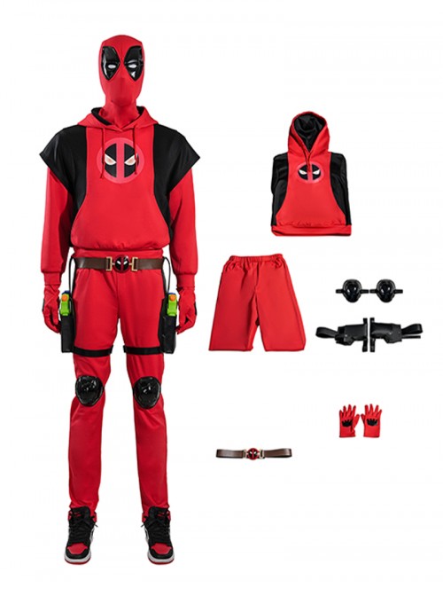 Movie Deadpool & Wolverine Halloween Cosplay Deadpool Aldult Hoodie Costume Set Without Helmet And Shoes And Pistol