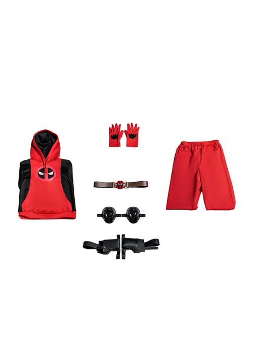 Movie Deadpool & Wolverine Halloween Cosplay Deadpool Children Hoodie Costume Set Without Helmet And Shoes And Pistol