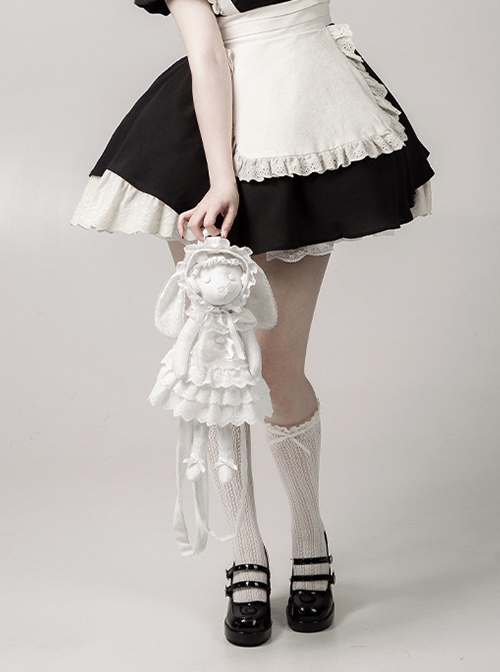 Ragdoll Box Little Lamb Yuki Series  White Sweet Lace Gothic Lolita Doll Bag Backpack Dress Hat Set