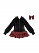 Night Cat Series Y2K Subculture Sweet Lolita Black Thickened Velvet Cat Ear Hooded Spliced ​​Cake Skirt Long Coat