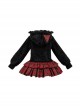 Night Cat Series Y2K Subculture Sweet Lolita Black Thickened Velvet Cat Ear Hooded Spliced ​​Cake Skirt Long Coat