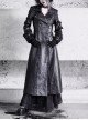Shadow Of Snake Eyes Series Fall Winter Black Gothic Punk Cool Brooch Cracked Leather Suit Lambswool Thick Coat