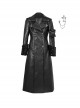 Shadow Of Snake Eyes Series Fall Winter Black Gothic Punk Cool Brooch Cracked Leather Suit Lambswool Thick Coat